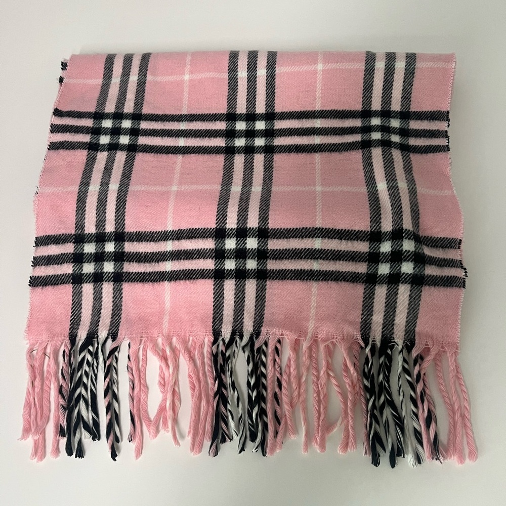 Burberry Pink Check cashmere scarf